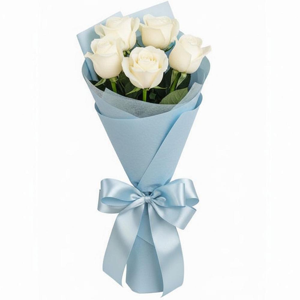 Букет 5 Белых роз Проуд в Новозаведенном