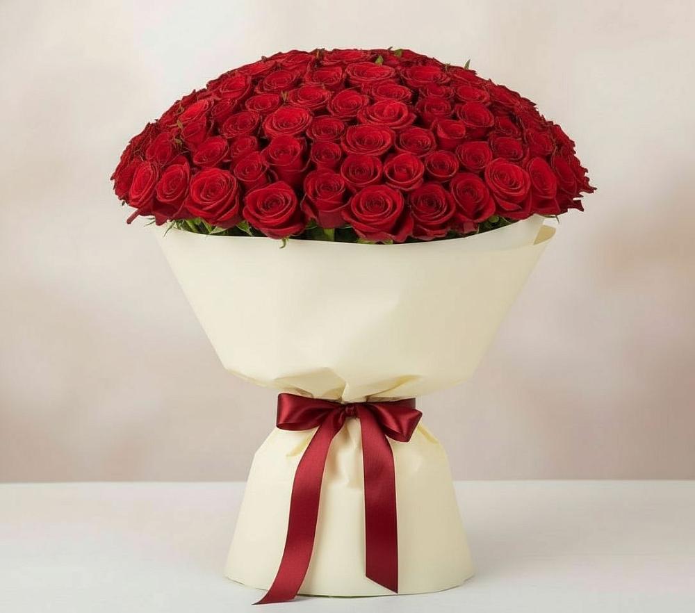 Букет 101 Красная роза Милано в Новозаведенном