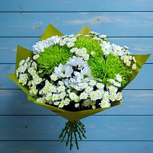 Букет цветов из:  Хризантемы #REPLACE_PRED# Новозаведенном