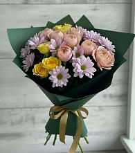 Букет цветов из:  Хризантемы и Розы в Новозаведенном