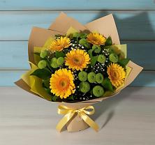 Букет цветов из:  Герберы и Хризантемы #REPLACE_PRED# Новозаведенном