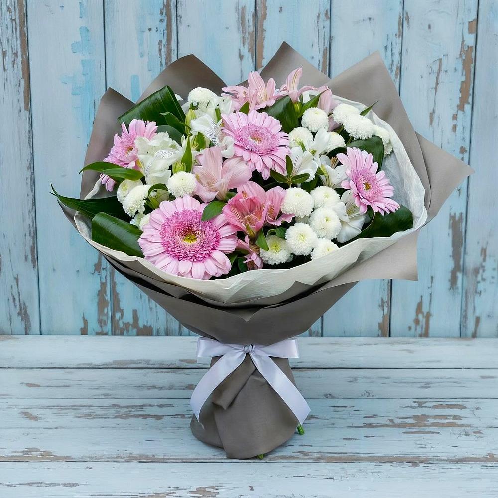 Букет цветов из: Герберы, Альстромерии и Хризантемы в Новозаведенном