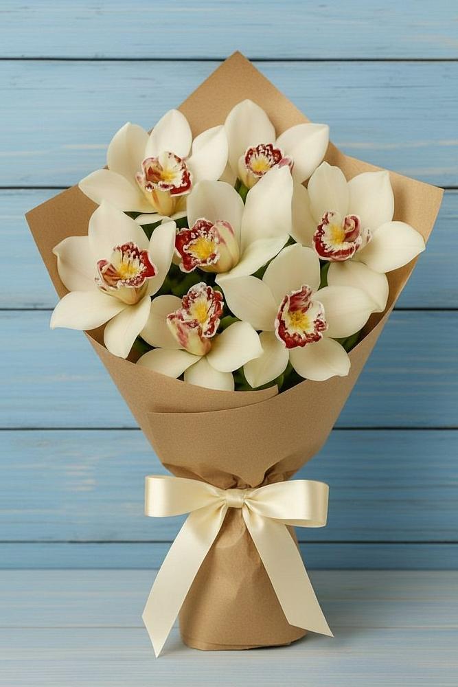 Букет цветов из: Орхидеи и Розы в Новозаведенном